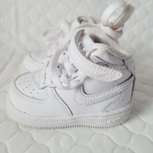 Nike Air Force High Top Little Kids Leather White Sneakers Size 4C